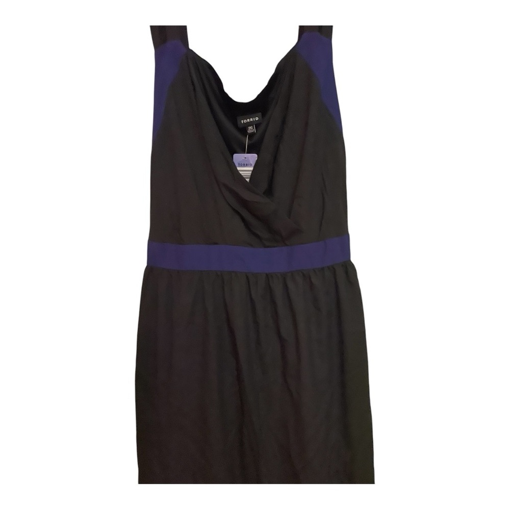 NWT Torrid Black Women’s Dress with Blue Waistband Size 26